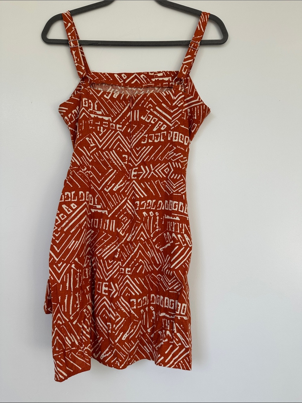 Forever 21 Women’s Rust Orange Printed Tie-Waist Linen Sundress - Picture 4 of 5